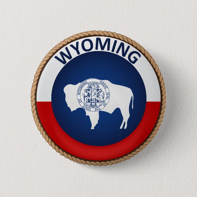 Påstå av den Wyoming flagga förseglar knäppas Knapp (Framsida)