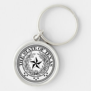 Påstå av högvärdig Texas Keychain vit Rund Silverfärgad Nyckelring