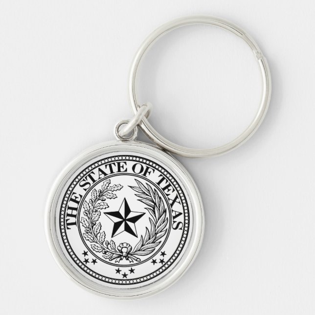 Påstå av högvärdig Texas Keychain vit Rund Silverfärgad Nyckelring (Framsidan)