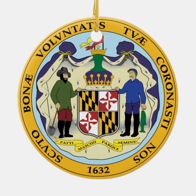 PÅSTÅ AV MARYLAND FÖRSEGLAR JULGRANSPRYDNAD KERAMIK (Baksidan)