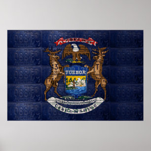 Påstå av Michigan flagga återanvänd Poster