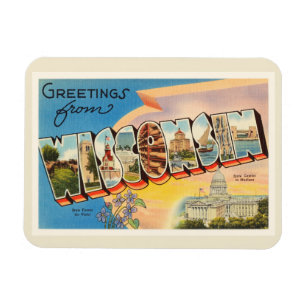 Påstå av souvenir för vintage resor för Wiscon Magnet