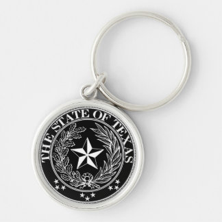 Påstå av Texas Keychain svart högvärdigt Rund Silverfärgad Nyckelring