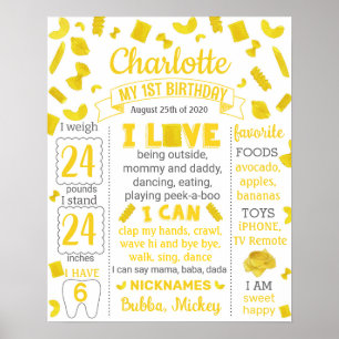 Pasta Birthday millestone Sign 1064 Poster
