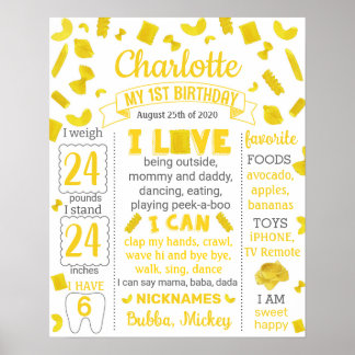 Pasta Birthday millestone Sign 1064 Poster