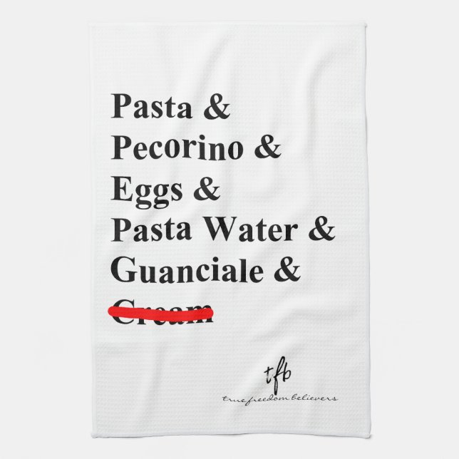 Pasta Carbonara Ingredients Kökshandduk (Vertikal)
