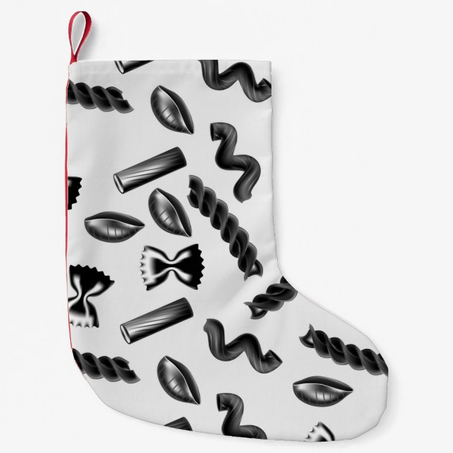 Pasta Diversity Grått Food Italien Älskare Foodie Liten Julstrumpa (Framsidan)