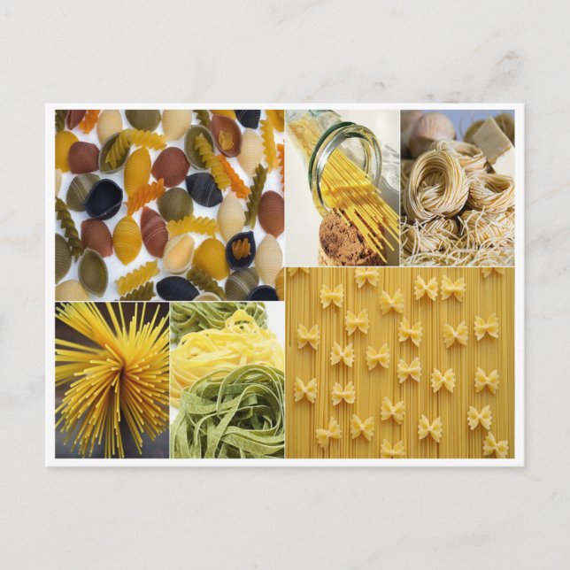 Pasta food collage italian food noodles vykort (Framsida)