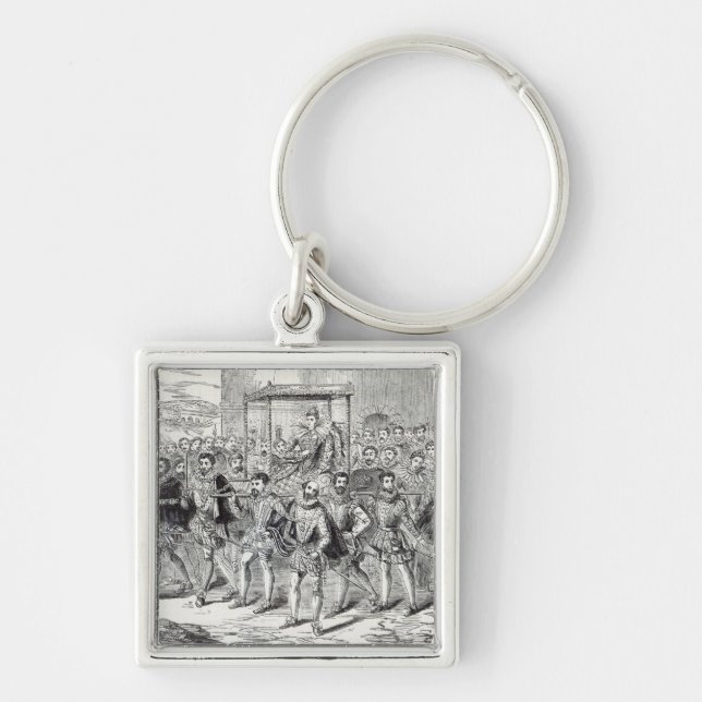 Påstå framsteg av drottningen Elizabeth Fyrkantig Silverfärgad Nyckelring (Framsidan)