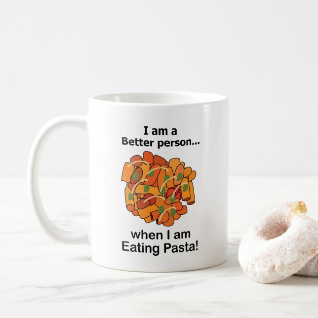 Pasta gör mig bättre Rolig pastakärlek Kaffemugg (Med munk)