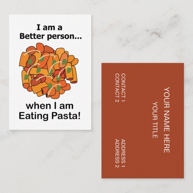 Pasta gör mig roligare Roliga Pastarestaurangen Visitkort (Fram/baksida)
