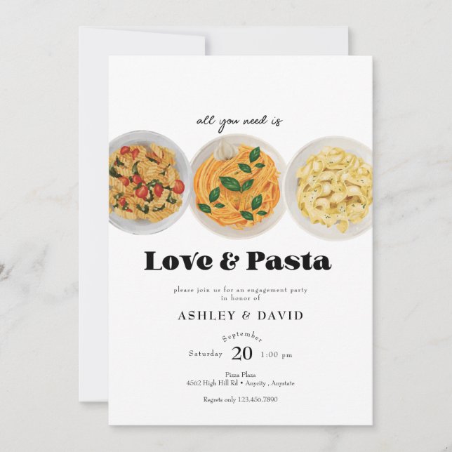 Pasta | Inbjudan till Förlovningsfest (Framsida)