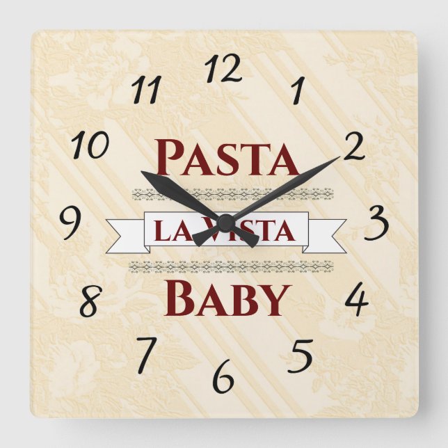 Pasta la Vista Baby-väggklocka Fyrkantig Klocka (Framsida)