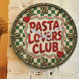 Pasta Lovers Club Italian Kitchen Gift & Farmhouse Stor Klocka