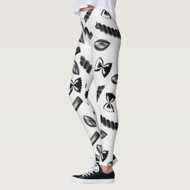 Pasta Mångfald Grå Mat Italien Älskare Matmatiker Leggings (Vänster)