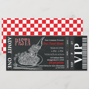 Pasta Middag Krit VIP Rustik Middag Fest Biljett Inbjudningar