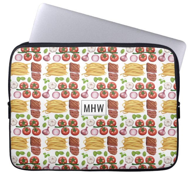 Pasta Mönster anpassningsbar monogram laptop sleev Fodral (Framsidan)