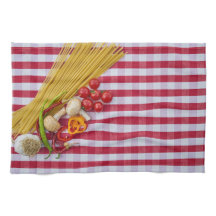 Pasta Mushroom Tomato Kitchen Towels