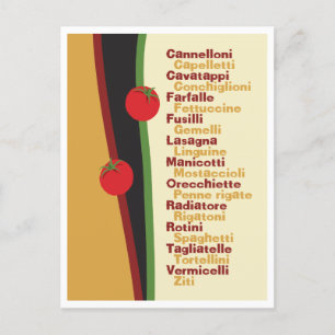 Pasta Namn med grafikvykort Vykort