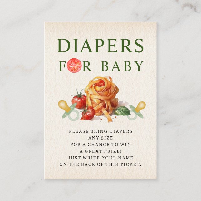 Pasta & Nappar Baby Shower Diaper Raffle Tilläggskort (Framsida)