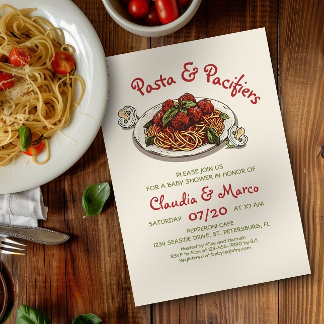 Pasta & Nappar Italienska babyskor Inbjudningar (Skapare uppladdad)