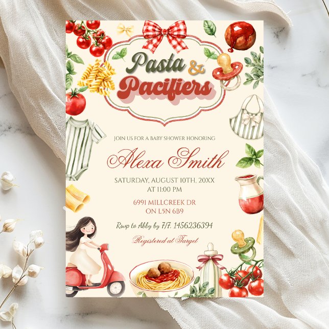 Pasta & Nappflaskor Baby Shower Inbjudan (Skapare uppladdad)
