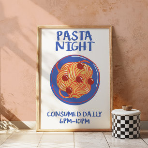 Pasta Night Retro Kök Rolig Mat Vägg Poster