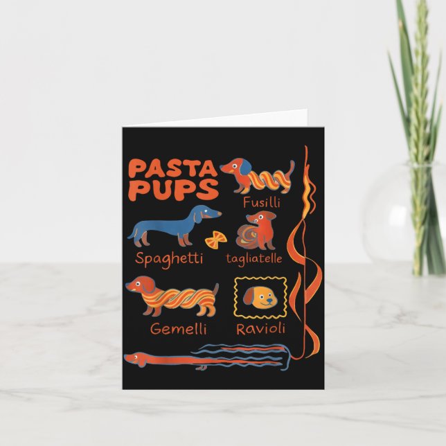 Pasta P Dog Funny Dachshund Dog Pasta Foodie Dog S Kort (Framsida)