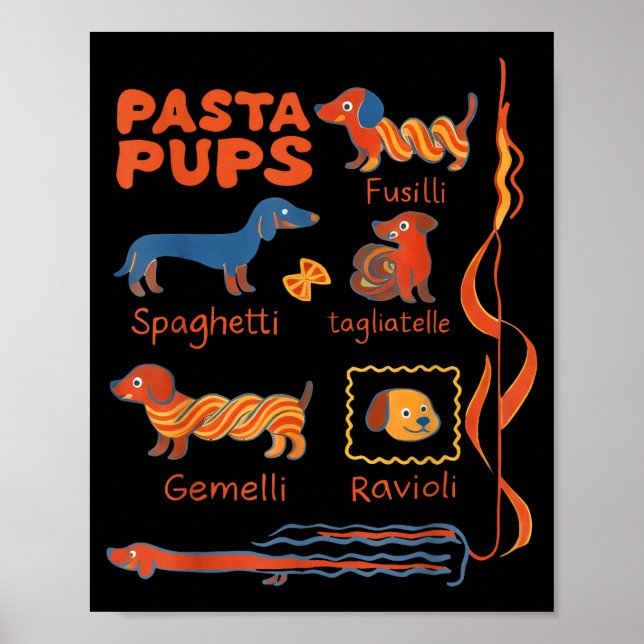 Pasta P Dog Funny Dachshund Dog Pasta Foodie Dog S Poster (Framsidan)