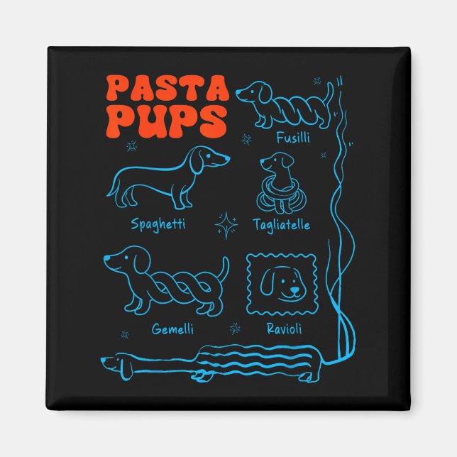 Pasta P Funny Dachshund Wiener Dog Pasta Foodie Do Magnet (Framsidan)