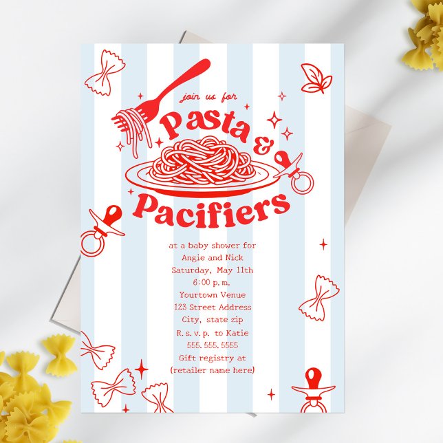 Pasta & Pacifiers Doodle Neutral Baby Shower Inbjudningar (Skapare uppladdad)