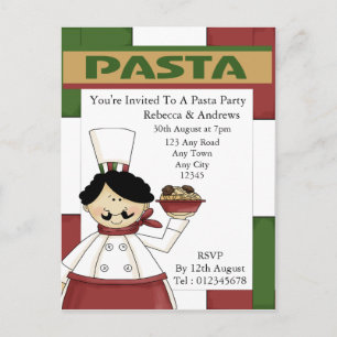 Pasta-partsinbjudan Inbjudan Vykort