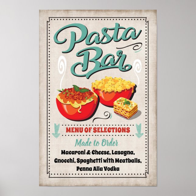 Pasta Pub Party Sign Poster (Framsidan)