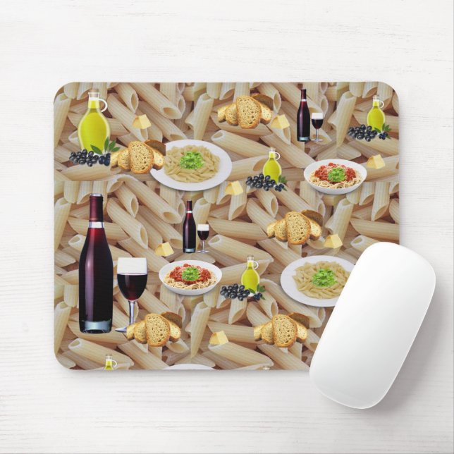 Pasta Red Vin Mouse Pad! Muspets Musmatta (Med mus)