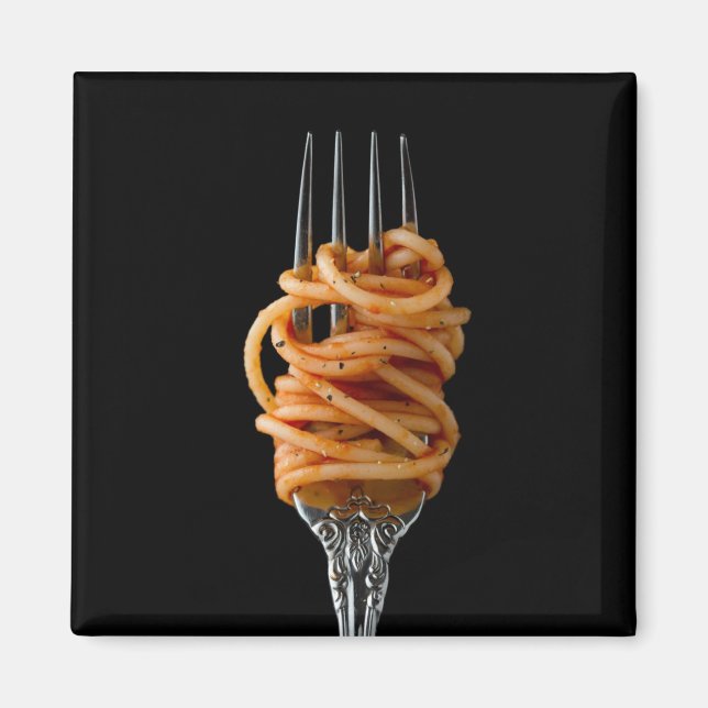 Pasta spun på en Fork, Food Spaghetti Magnet (Framsidan)