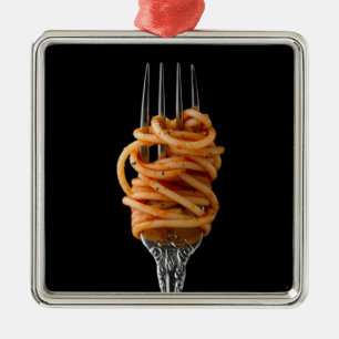 Pasta spun på en gaffel, Food Spaghetti Julgransprydnad Metall