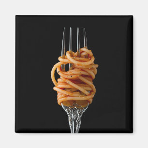 Pasta spun på en gaffel, Food Spaghetti Magnet