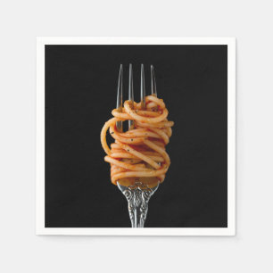Pasta spun på en gaffel, Food Spaghetti Pappersservett