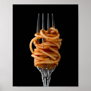 Pasta spun på en gaffel, Food Spaghetti Poster