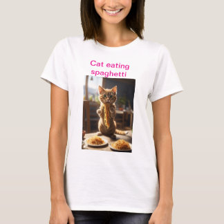 "Pasta Tassar: Cat Eating Spaghetti T-Shirt" T Shirt