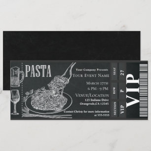 Pasta Vin Middag Krita VIP Middag Biljett Inbjudningar