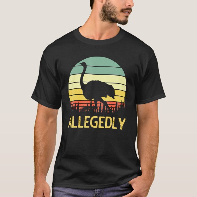 Påstådd Ostrich Funny Retro Funny Flightless Bir T Shirt (Framsida)