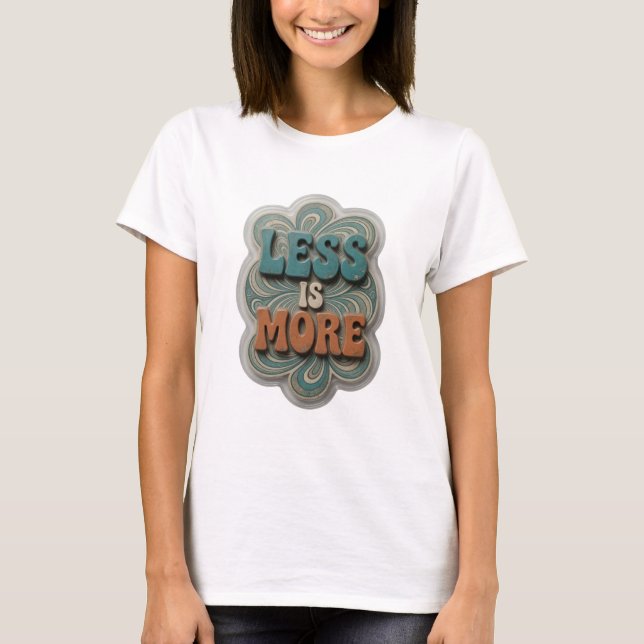 Påstående Blå LESS IS MORE 3D Text Konst T Shirt (Framsida)