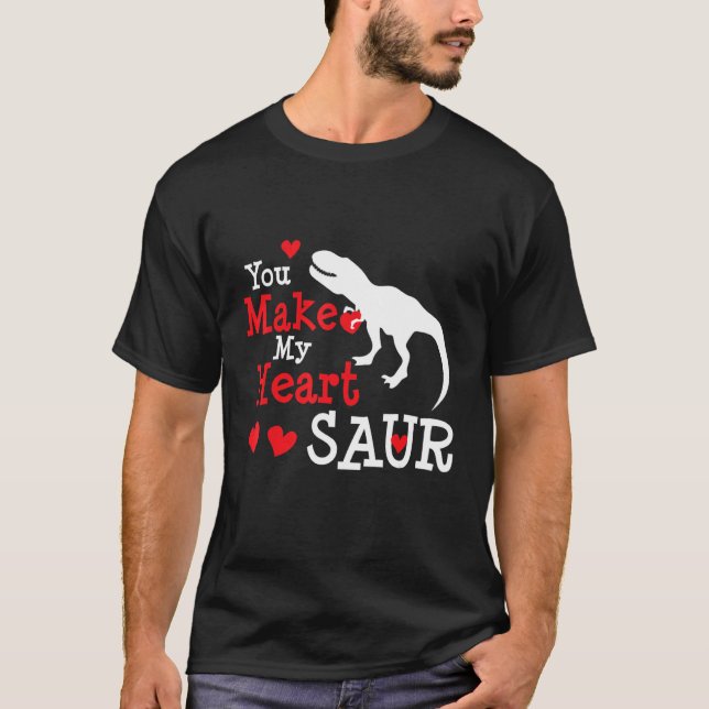 Påstående Dinosaur Alla hjärtans dag i Kärlek Hear T Shirt (Framsida)