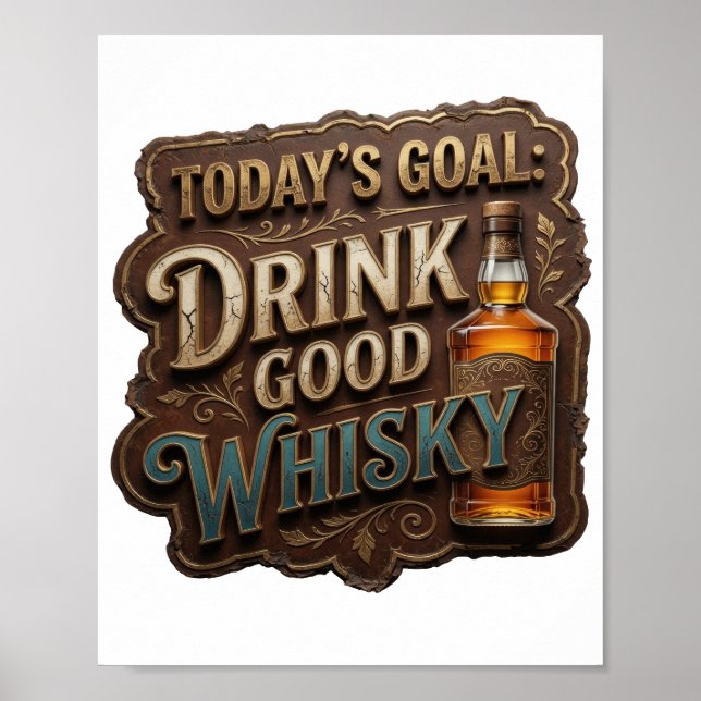 Påstående Guld DRICK BRA WHISKY Poster (Framsidan)