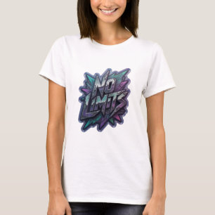 Påstående Lila INGEN GRÄNS 3D Text Konst T Shirt