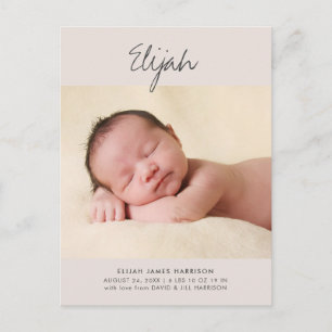 Påstående Namn Neutral Tan Foto Baby Tillkännagiva Vykort
