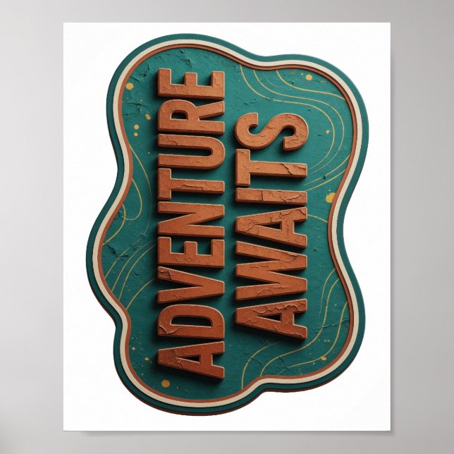 Påstående Orange ÄVENTYRET VÄNTAR Anpassad design Poster (Framsidan)