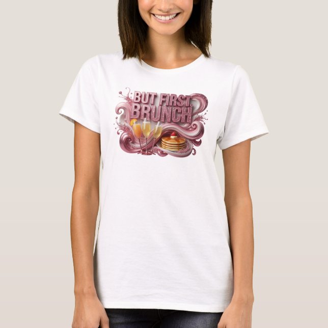 Påstående Röd MEN FÖRST BRUNCH T-shirt (Framsida)