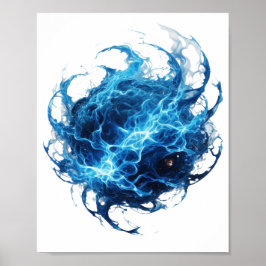 Påstående Silver BLÅ FLAMMA BOLL Djärv Design Poster